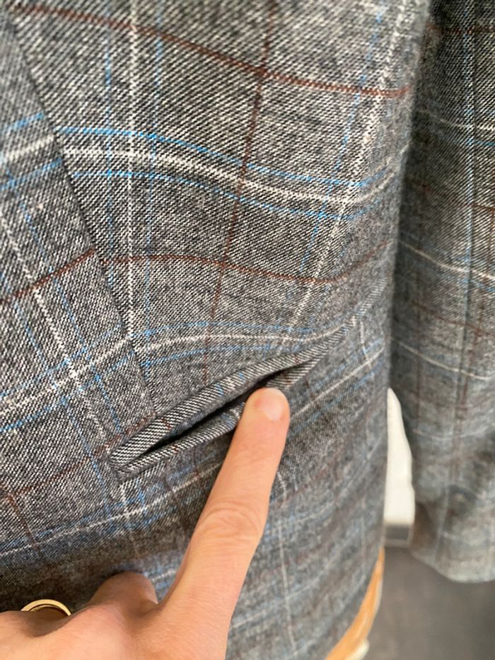 Blazer Mango gris à carreaux taille 34 / S - photo numéro 8