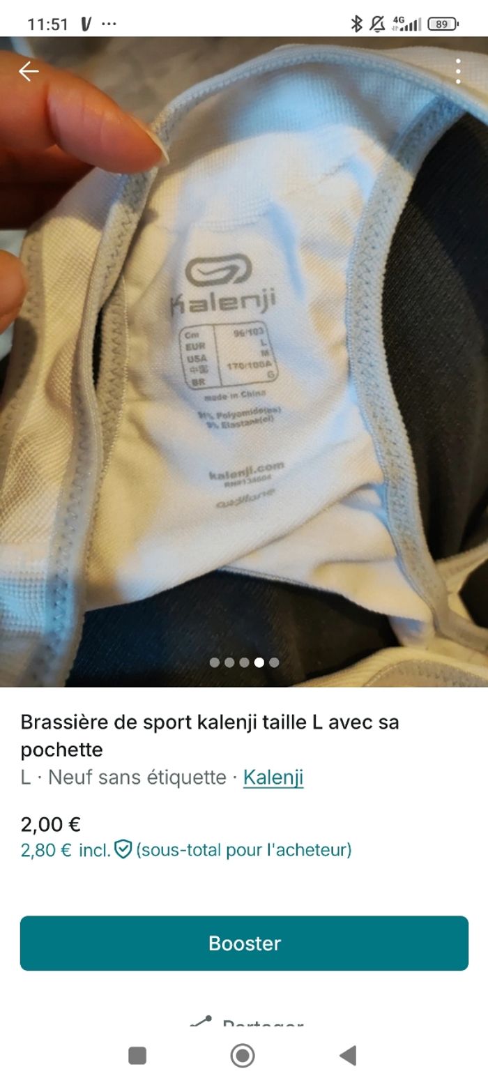 Brassière de sport Kalenji taille L - photo numéro 3