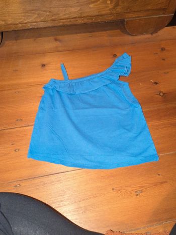 Débardeur bleu asymétrique volant 1 épaule 6 ans