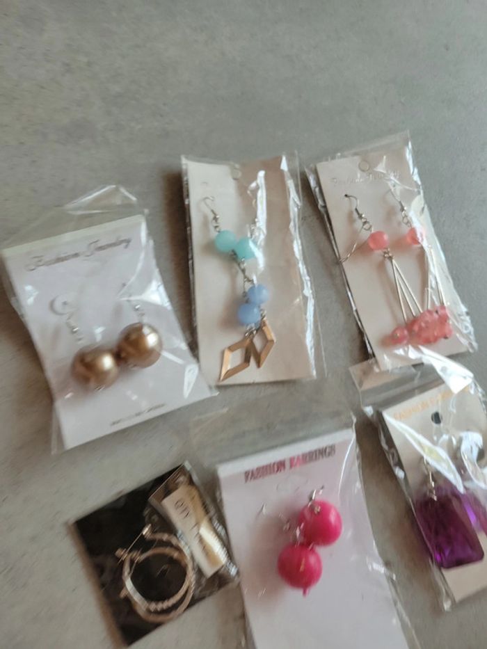 Lot bijoux boucles d'oreilles pendentif perle créole - photo numéro 8