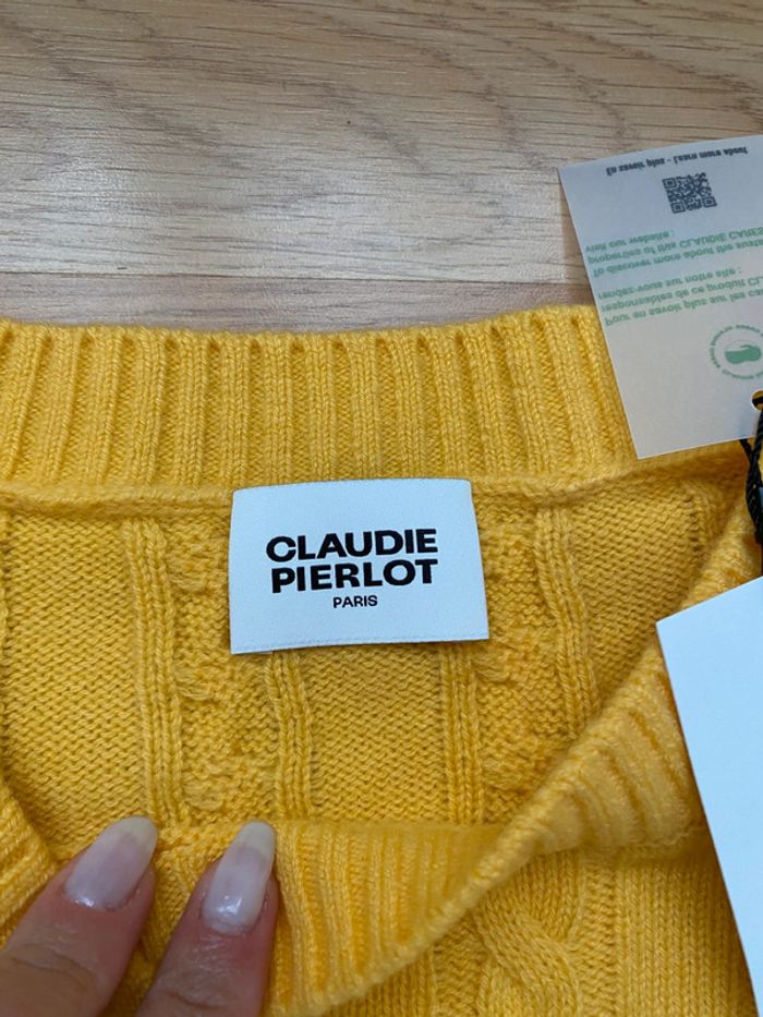 Pull Claudie pierlot en laine jaune mimosa - photo numéro 5