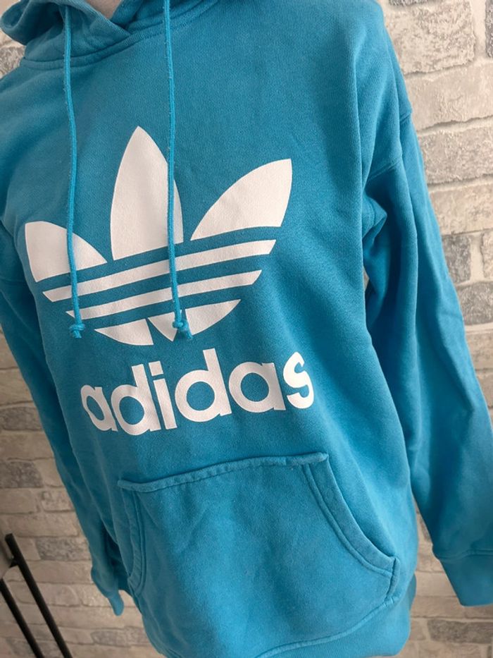 Sweat à capuche Adidas bleu M - photo numéro 2