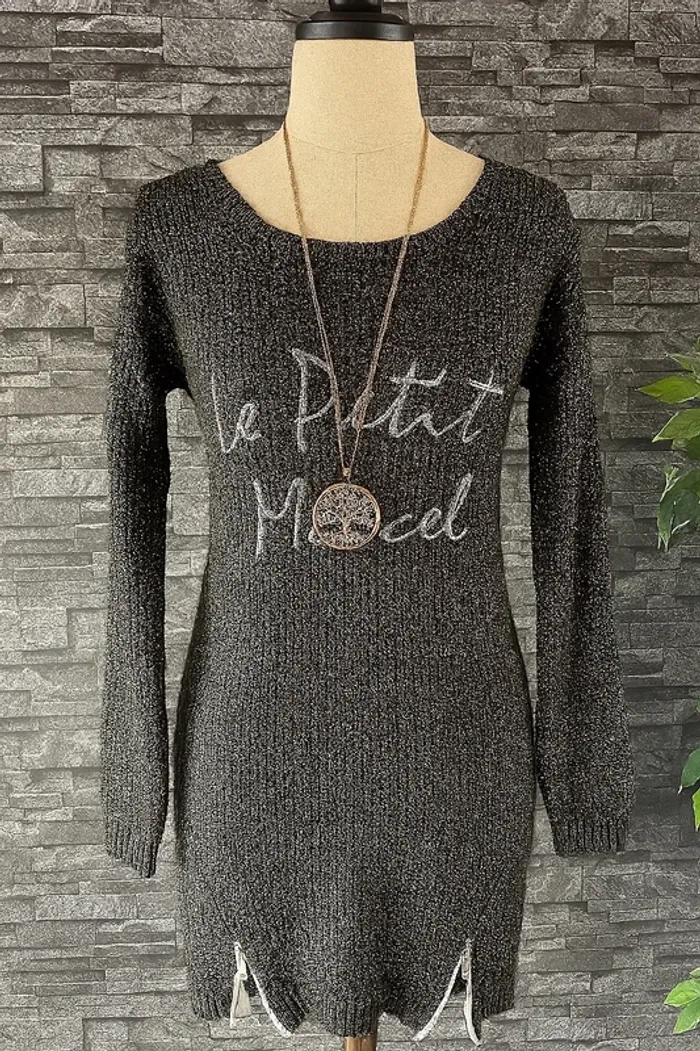 🩶🎀Sublime Robe pull  “Le Petit Marcel” Longue manche fille – Look cosy chic🎀🩶 - photo numéro 2