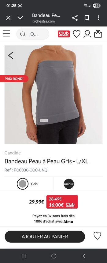 Bandeau peau a peau