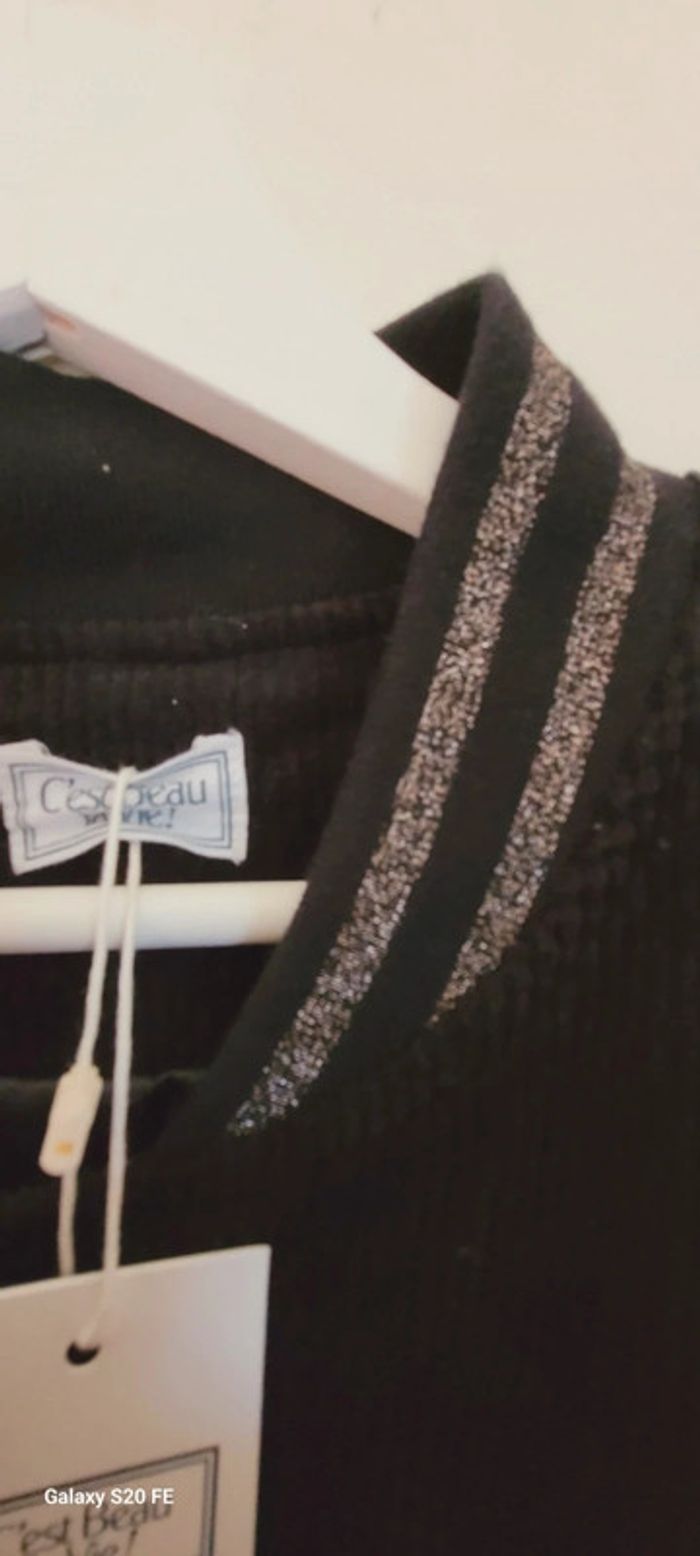 Superbe Teddy en velours noir neuf avec étiquette marque créateur C'est beau la vie taille 44/46 - photo numéro 6