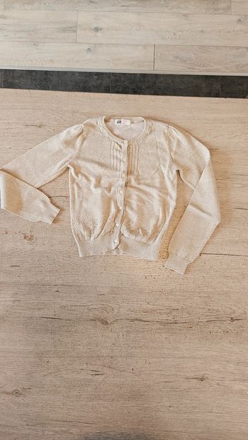 Gilet à manches longues, beige brillant, H&M, 7/8 ans, nickel