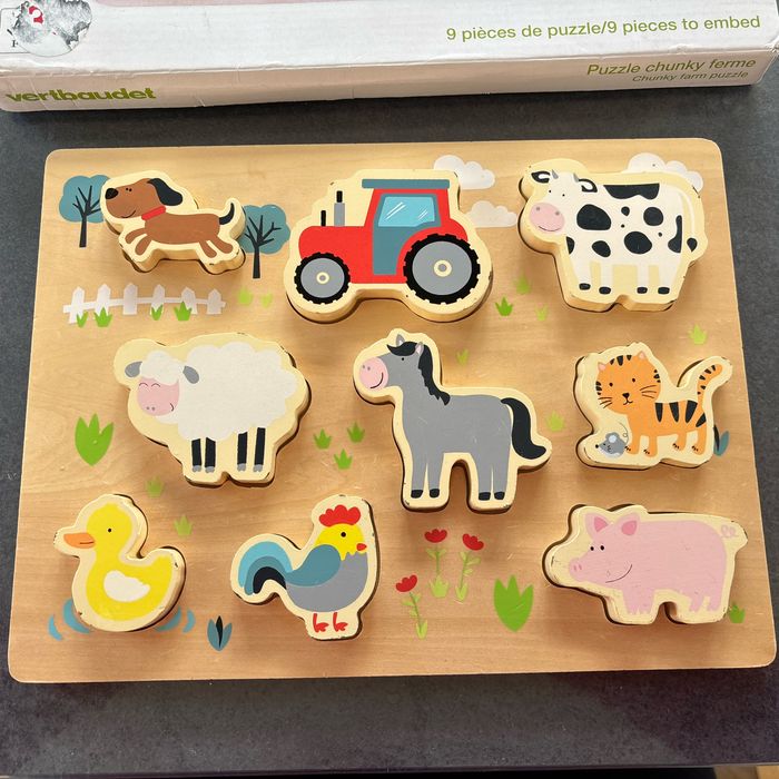 Puzzle en bois ferme Vertbaudet