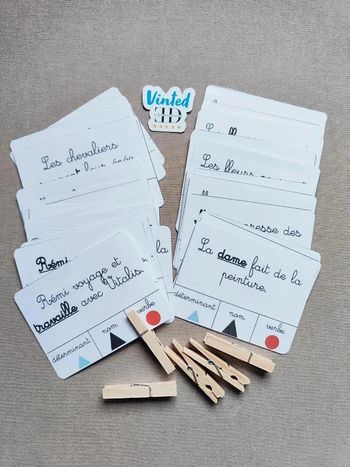 40 cartes à pince sur la nature des mots