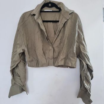 Crop top à manches longues satiné