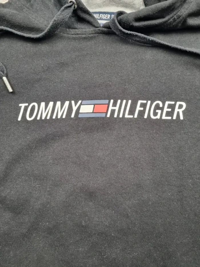 Sweat à capuche Tommy Hilfiger – Bicolore noir et gris – Taille S/36 Femmes - photo numéro 5