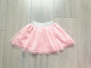 Jupe en tile et tissu rose a fleur. Fille 18 mois. Marque Gemo
