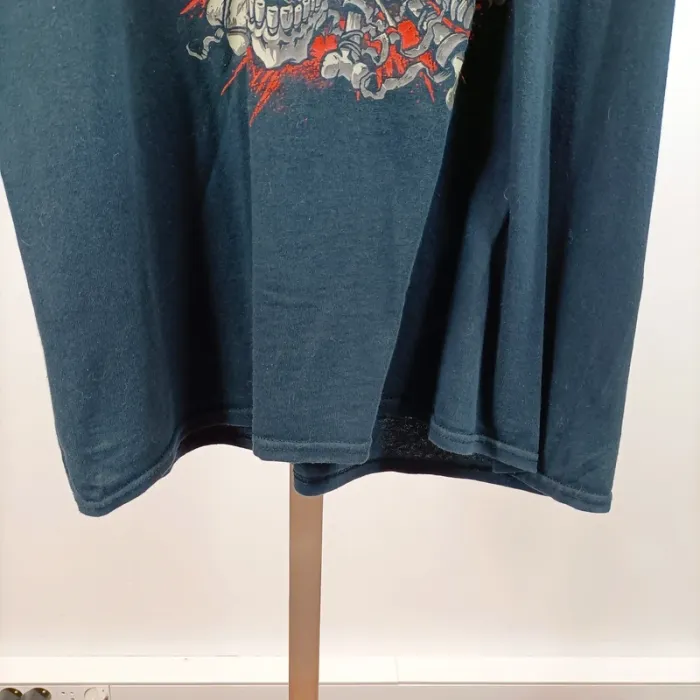 T-shirt oversize Gildan heavy cotton bleu imprimé skull serpent style rock taille L A1501 - photo numéro 4