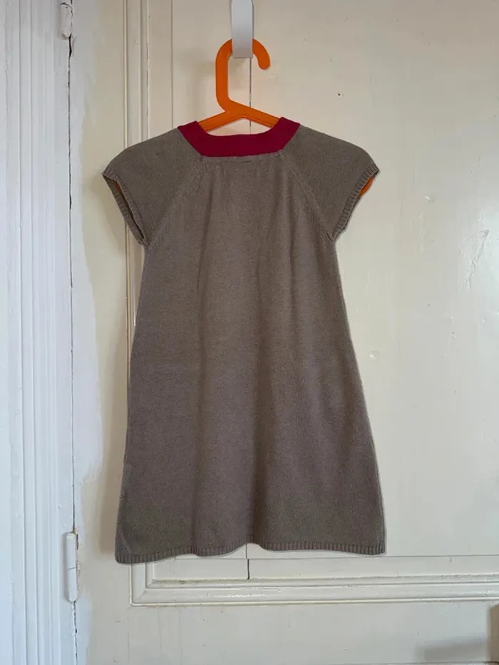 Robe Okaïdi en maille - Taupe et rose - Très bon état - photo numéro 3
