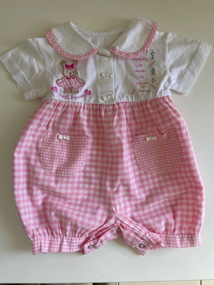 Combi short bébé rose
