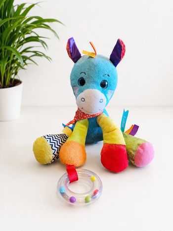Doudou zèbre d’activités Baby Nat Rio multicolore hochet