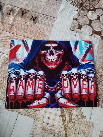 Plaque alu déco crâne, skull Game Over