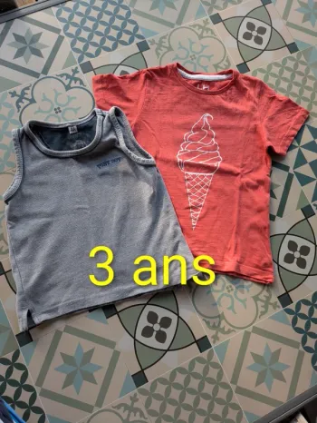 1 tee-shirt et 1 débardeur 3 ans