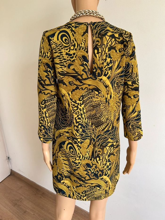 Robe imprimée jaune et bleue marine H&M taille 36 TBE - photo numéro 7