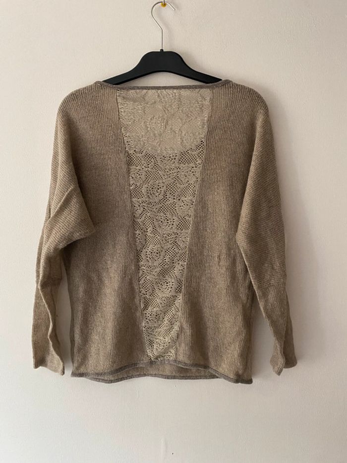 Pull à dentelles beige T38 - photo numéro 2
