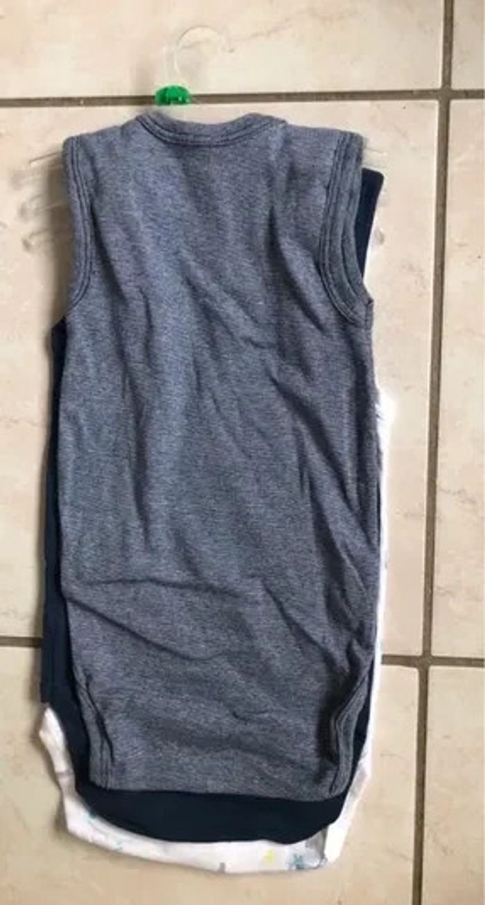 Lot de 3 Bodies sans manches Sincere coton bio T 12 mois neufs ds emballage - photo numéro 2