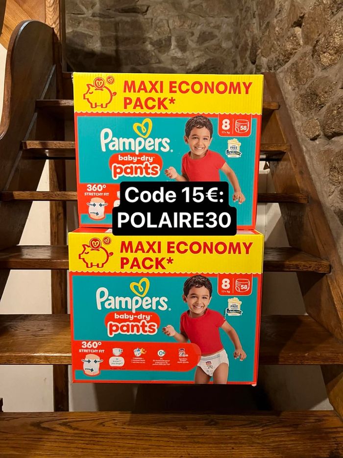 Lot 2 cartons couche culottes Pampers taille 8