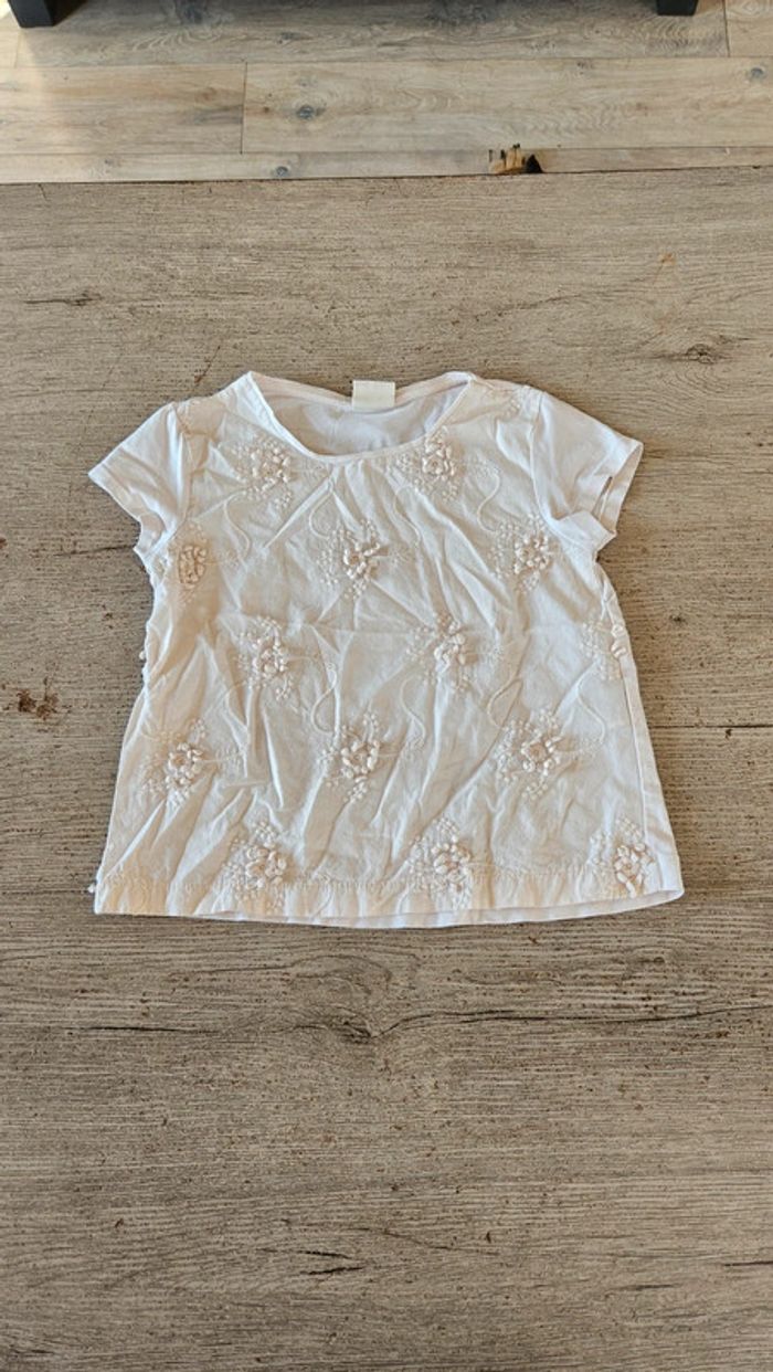Blouse crème à manches courtes avec broderie, Zara Girls, 4/5 ans - photo numéro 2