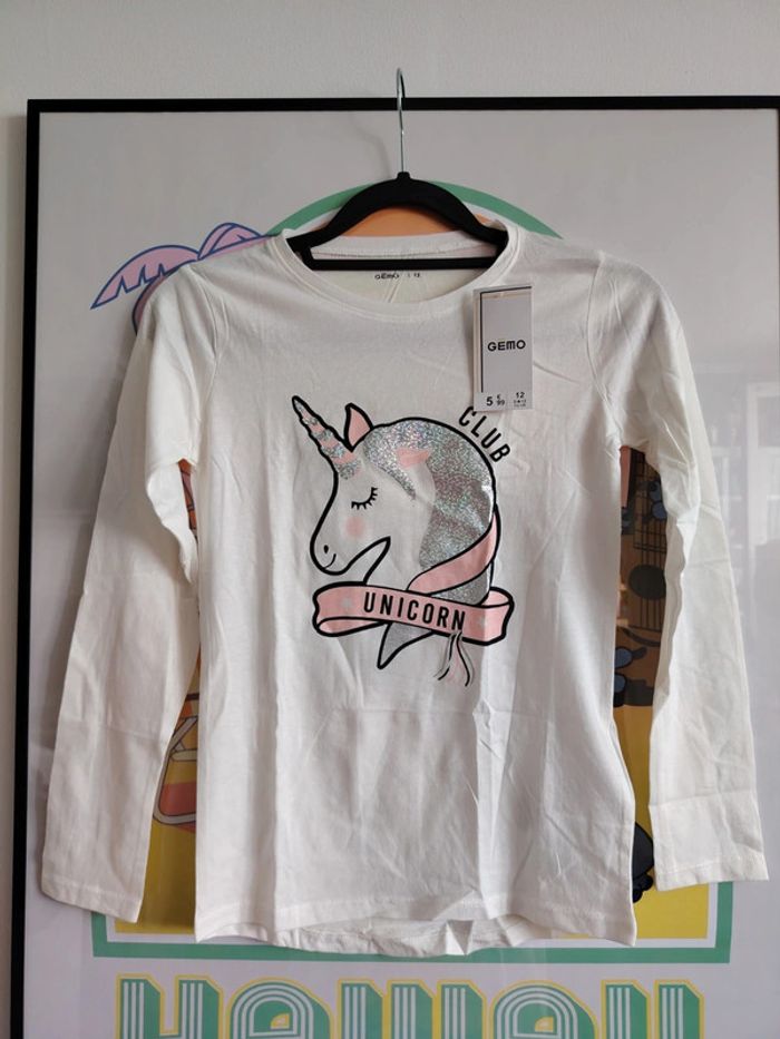 T-shirt manche longue licorne – Taille 12 ans GEMO - photo numéro 2