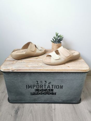 Sandales Mules Beige & Argenté Fonda Pointure 41