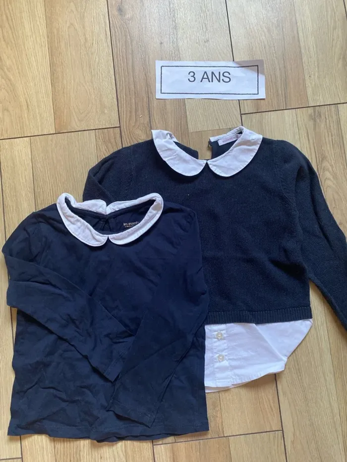 Ensemble lot, T-shirt, pull col Claudine