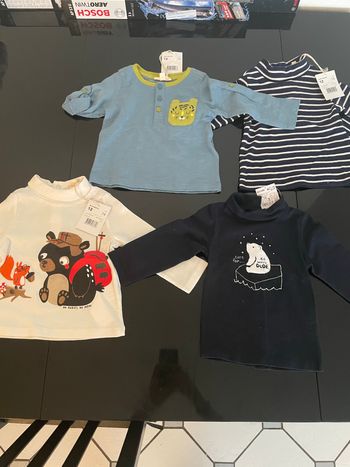 Lot de 4 t-shirts à manches longues/col roulé