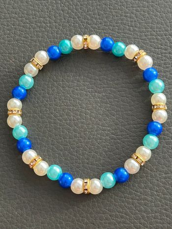 Bracelet nacré turquoise et bleu en perles taille unique