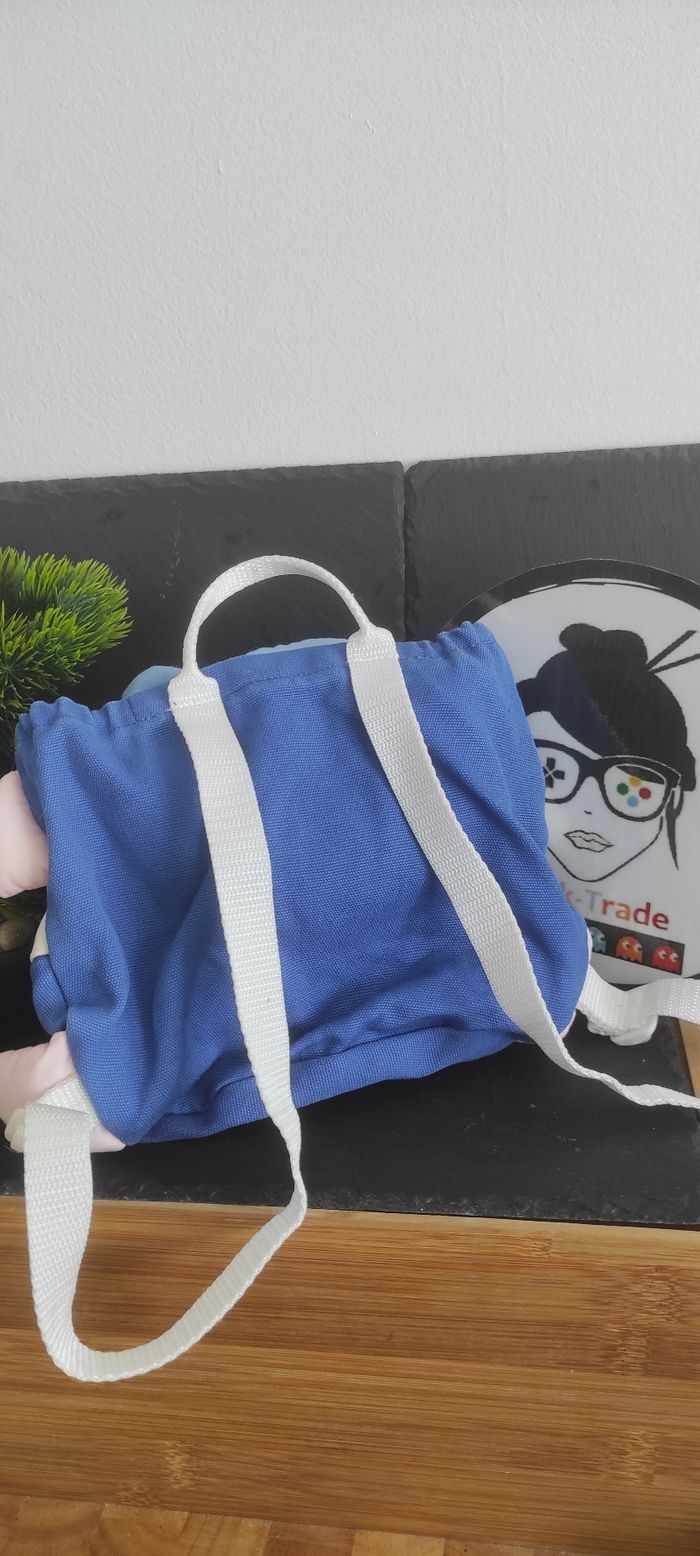 sac à dos enfant ours bleu Musti Mustela blanc rose ancien publicitaire Vintage - photo numéro 2