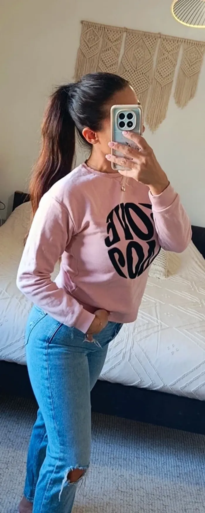 Sweat pull rose Maison 123 inscription Love S - photo numéro 2