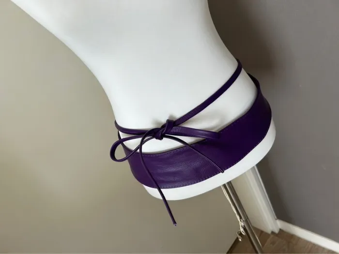 Ceinture obi cuir violette taille unique - photo numéro 4
