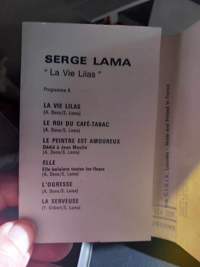 Cassette audio de Serge Lama : la vie lilas - photo numéro 4