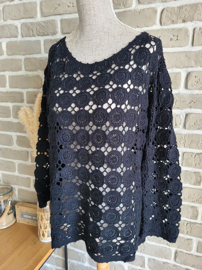 Beau pull en crochet noir Laura Ashley - Bohème chic - photo numéro 5