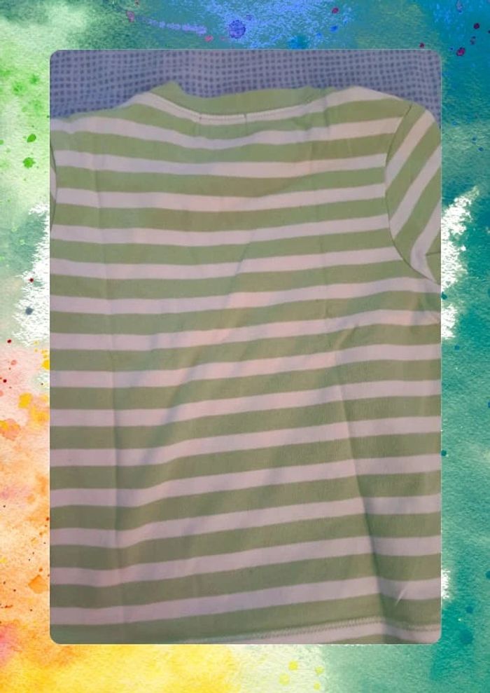 T-shirt 24 mois rayé vert et blanc Tex Baby - photo numéro 5