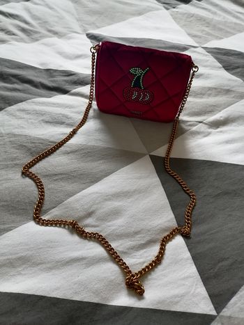 Sac bandoulière en simili velours rouge matelassé avec motif cerises - Twinset Milano