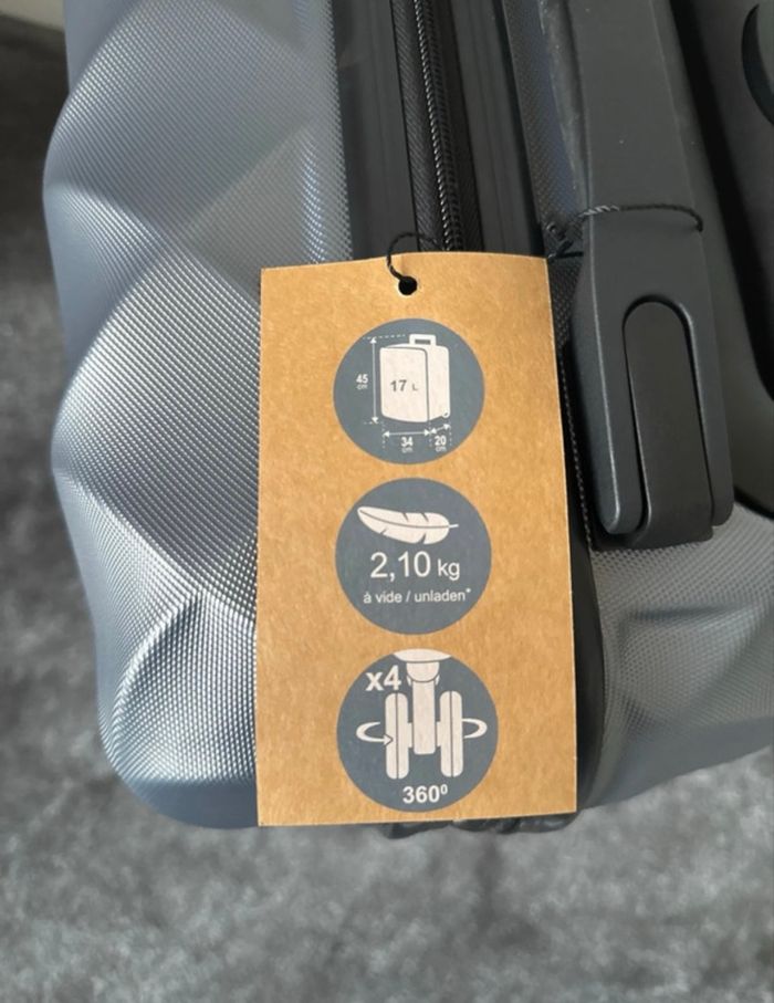 Valise voyage grise taille 45X34X20 cm - photo numéro 3