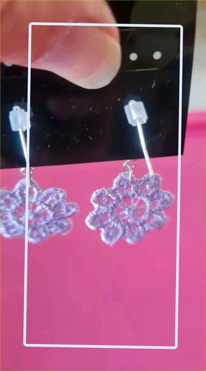 Boucle d'oreilles en napperon - photo numéro 3