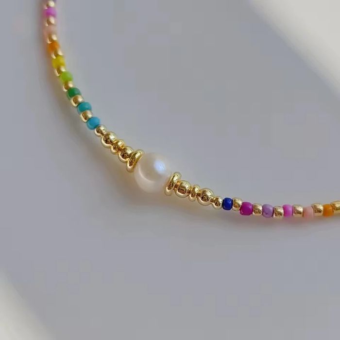 Collier perle naturelle et perles colorées acier inoxydable - photo numéro 3
