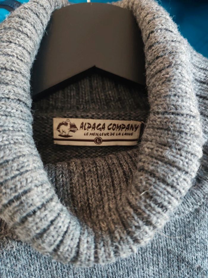 Pull col roulé en alpaga 70% gris taille L - photo numéro 5