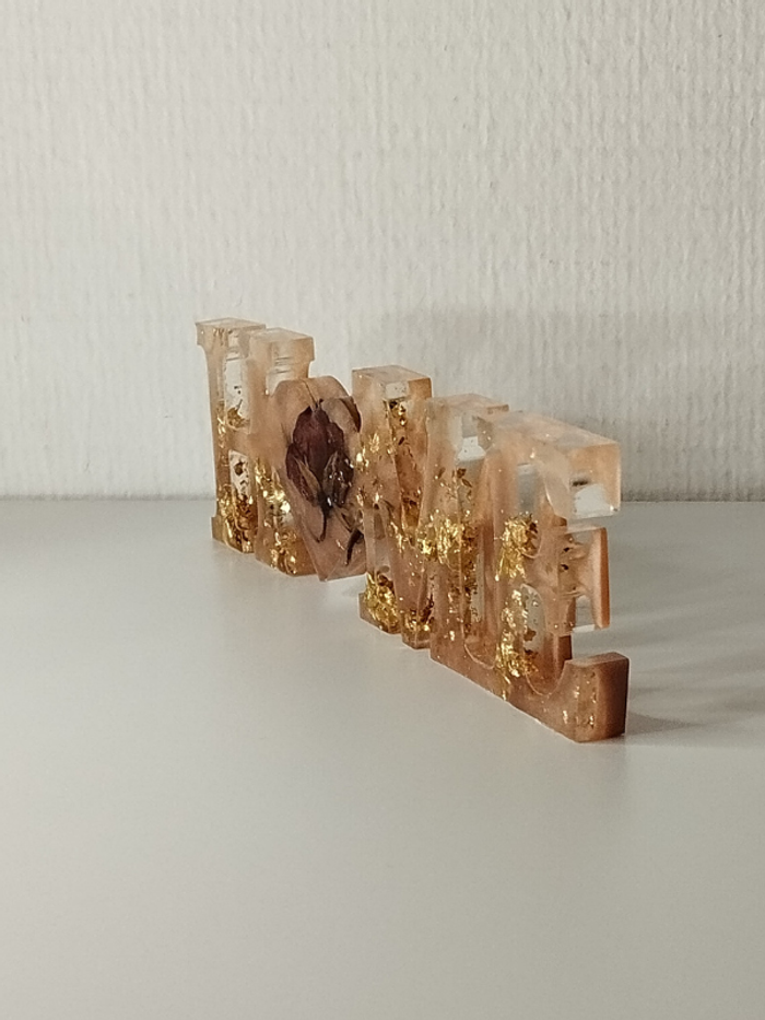 Objet de décoration en résine fleur naturelle feuilles d'or à poser ou murale abr022 - photo numéro 6