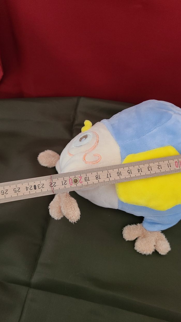 Peluche Doudou Hibou bleu beige jaune Nounours - photo numéro 3