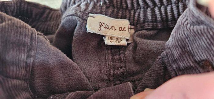 Pantalon en velour brun foncé, cotellé, Grain de Blé, 18 mois, nickel - photo numéro 4
