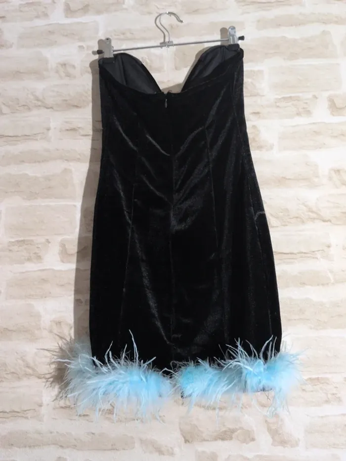 Robe Bustier Bershka velours noir Taille S - photo numéro 3