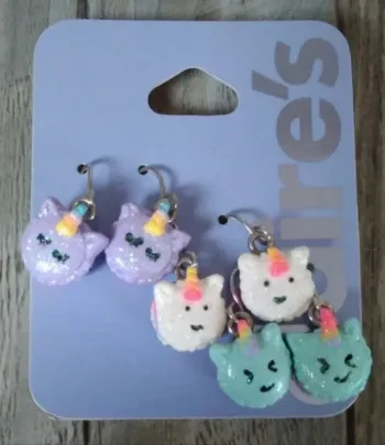 Boucles d'oreilles macarons licornes