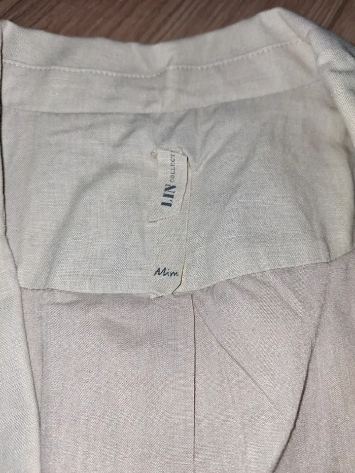 Veste blazer beige en lin - photo numéro 4