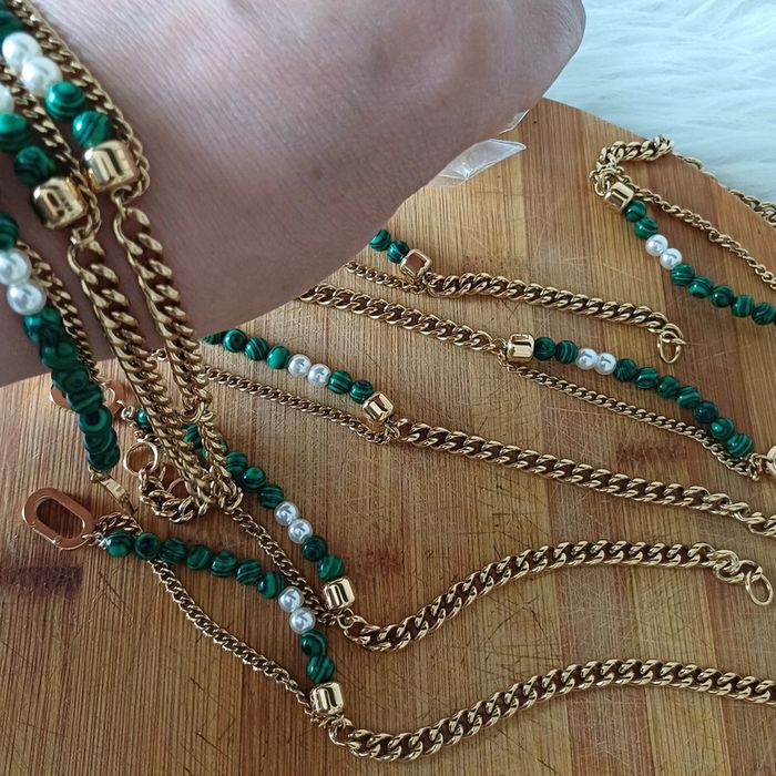 Bracelet pierre malachite en acier inoxydable de la marque y carré paris - photo numéro 6