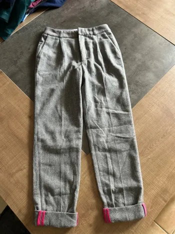 Pantalon en laine motif chevron femme, gris taille 34 la redoute